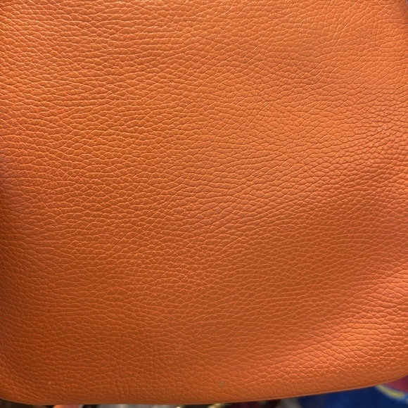 Vintage Loewe Senda Orange Pebbled Leather Logo Embossed Crossbody Bag - Picture 13 of 13